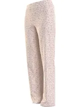 Pantalón de pijama largo color rosa pálido con estampado de letras negras.