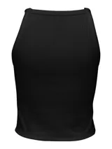 Top corto negro sin mangas, de tejido acanalado.