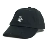 Gorra de béisbol negra con logo de pingüino bordado en blanco en el frente.