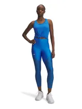 Calza capri de training Under Armour Tech™ para mujer, color azul con paneles estampados.