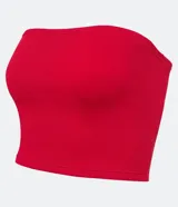 Blusa corta sin breteles de rib con textura acanalada.