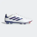 Championes de fútbol Adidas Copa Pure 2 Elite, color blanco con detalles en azul y rojo.