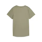 Remera deportiva color verde oliva con cuello en V y logo de Puma estampado en negro en el pecho.