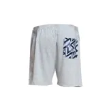 Bermuda deportiva gris con logo estampado en la pierna.