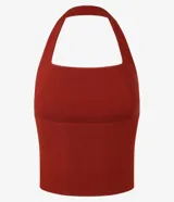 Blusa cropped de frente única color rojo, con escote cuadrado y confeccionada en bengalina con viscosa certificada.