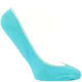 Calcetín invisible (tipo soquete o balerina) de color turquesa, con borde ribeteado en un tono verde menta más claro. Presenta puntos antideslizantes en la planta del pie.
