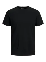 Camiseta negra de manga corta y cuello redondo, corte slim.