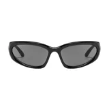 Lentes de sol unisex de acetato color negro, con forma ovalada y lentes grises con filtro UV400.