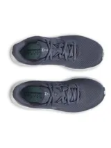 Championes Under Armour Charged Pursuit 4 para mujer, color gris con logo plateado.