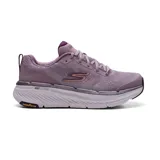 Championes deportivos Skechers Max Cushioning Premier 2.0 - Hillsborough, color lila, con capellada de malla, cordones, plantilla Air-Cooled Goga Mat, amortiguación Ultra Go y suela Goodyear Performance.