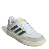 Championes Adidas Urban Courtblock, color blanco con detalles en verde y amarillo.