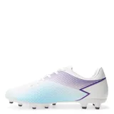 Championes de fútbol Topper Stingray III Mach 1 FG, color blanco con detalles en celeste y violeta.