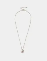 Set de tres collares plateados con dije de mariposa con strass y dije BFF.