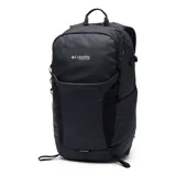 Mochila Columbia unisex de 24 litros, color negro, ideal para senderismo. Cuenta con correas acolchadas, compatibilidad con hidratación, bolsillos para botellas de agua, funda impermeable y enganches para bastones de trekking.