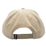 Gorro de visera beige con logo de Thrasher bordado en marrón.