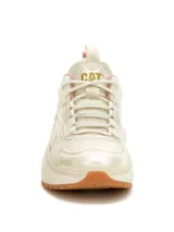 Zapatillas Caterpillar Hasten Mesh color beige con detalles en rosa y suela marrón.