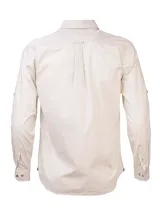 Camisa manga larga de hombre Rkf Galiton color salmón, confeccionada en algodón orgánico. Tiene cuello italiano, calce regular, cierre con botones de madera, bolsillo en el pecho con logo bordado y mangas ajustables con botones.
