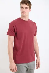 Remera manga corta color verde con logo pequeño en el pecho.