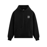 Canguro negro con capucha y bolsillo tipo canguro.