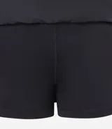 Short pollera deportiva negro de poliéster con cintura elástica, bolsillo funcional y recorte lateral en red.