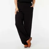 Pantalón ancho negro de punto crepé.