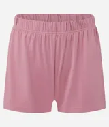 Conjunto de pijama compuesto por un top de breteles finos con detalle de bies contrastante en el escote y un short con cintura elástica.