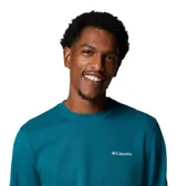 Buzo negro de cuello redondo con logo de Columbia estampado en el pecho. Puños y dobladillo acanalados.