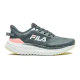 Championes de running Fila Racer Sky Champion para mujer, color gris oscuro con detalles en blanco y rosa. Capellada de malla transpirable, entresuela de EVA y suela de goma.