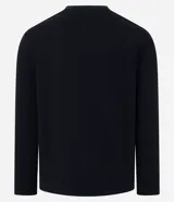 Remera masculina de manga larga, color azul marino oscuro, con textura waffle y cuello redondo con tapeta de tres botones (estilo henley).