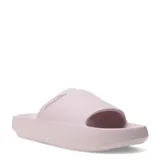 Chanclas de goma color beige, con plataforma baja y tira ancha con logo de la marca.