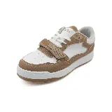 Zapatillas deportivas blancas con detalles en marrón y logo "ADA" en el lateral. Cierre con cordones y velcro.