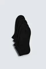 Pack de cuatro pares de calcetines tobilleros negros tejidos en hilatura con mezcla de algodón y acabado en rib.