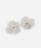 Maxi aros plateados con forma de flor alambrada y centro de strass.