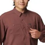 Camisa de hombre Columbia Silver Ridge, color beige, de manga larga con botones para enrollar, dos bolsillos frontales con botón, ventilación en la espalda y protección solar UPF 50.