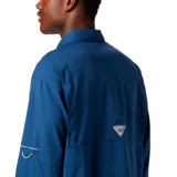 Camisa blanca de manga larga Columbia Tamiami II para hombre, con tecnología Omni-Shade UPF 40 de protección solar y Omni-Wick de evaporación avanzada.
