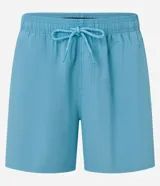 Bermuda masculina de microfibra color amarillo pálido, con cintura elástica ajustable mediante cordón y bolsillos laterales.