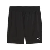 Short deportivo Puma negro con logo blanco estampado en la pierna izquierda.