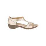 Sandalias Hush Puppies color gris con detalles en verde agua, con suela liviana y flexible.