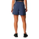 Short de mujer Columbia color azul marino, con tecnología de repelencia avanzada Omni-Shield, cintura elástica, bolsillos laterales y bolsillo trasero con cierre de seguridad.