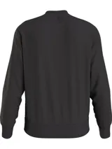 Buzo negro de corte clásico con cuello redondo y mangas largas. Presenta un logo cuadrado en la parte delantera con el nombre de la marca y el año de fundación.