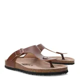 Sandalias de dedo Miss Carol VILER, color blanco, con plantilla marrón y suela negra.