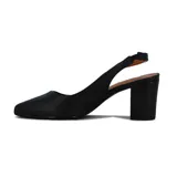 Zapato de tacón slingback Vizzano, color negro, con punta fina y tacón cuadrado.