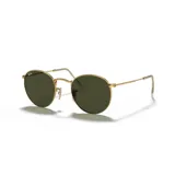 Lentes de sol metálicos con diseño redondo y lentes verdes oscuros.