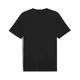 Remera Puma negra de corte clásico con cuello en V y logo blanco bordado en el pecho.