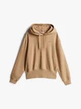 Buzo color beige de Tommy Hilfiger, de felpa de mezcla de algodón, con capucha con cordón, puños y bajo de punto canalé, hombros ligeramente caídos y logo bordado en el pecho.