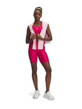 Calza corta de ciclismo Under Armour Tech Bike Short, color azul eléctrico, con cintura alta y logo estampado en la pierna izquierda.