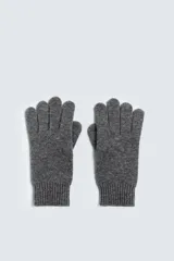 Guantes de punto color marrón, tejidos en hilatura de lana y cashmere con acabado en rib.