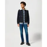 Camisa Wrangler de hombre, corte western, a cuadros en tonos azul, gris y blanco.
