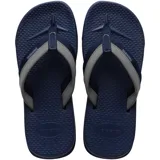 Ojotas Havaianas Track Plus, color azul con tiras grises.
