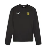 Buzo negro de cuello redondo con logo de Puma y escudo de Peñarol.
